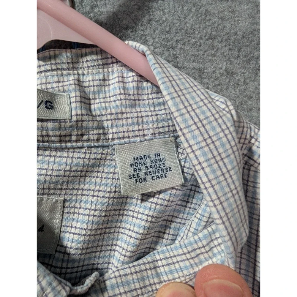 VTG Gap Dress Shirt Mens L Blue Check Plaid Button Down Classic Fit Hong Kong‎